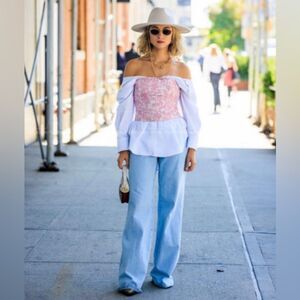 NWT Shusha Boutique Pink Embroidery Corset Top As Seen on Bloggers Size M